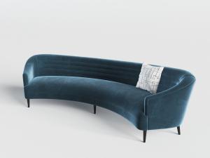 现代蓝色金丝绒弧形多人沙发3d模型 现代蓝色金丝绒弧形多人沙发