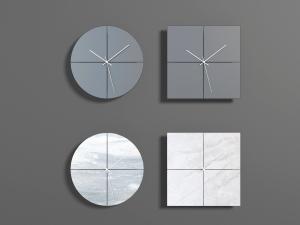 新中式圆形方形无刻度钟表3d模型 新中式圆形方形无刻度钟表