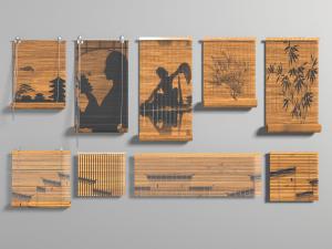 中式带黑色图案的百叶帘竹帘