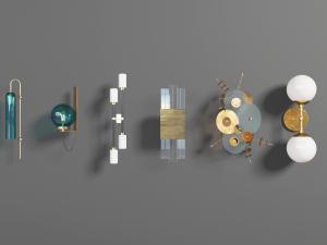 现代轻奢彩色玻璃灯罩壁灯