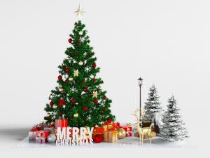 圣诞节圣诞树卖场陈列装饰摆设3d模型 圣诞节圣诞树卖场陈列装饰摆设