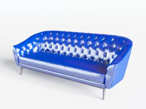 简欧蓝色软包靠背的多人沙发3d模型 简欧蓝色软包靠背的多人沙发