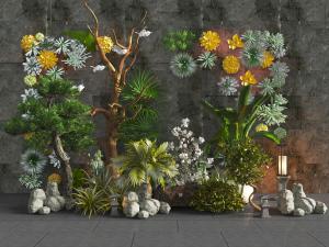 中式庭院植物花卉景观小品