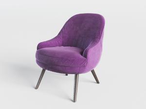 现代紫色布艺单人沙发3d模型 现代紫色布艺单人沙发
