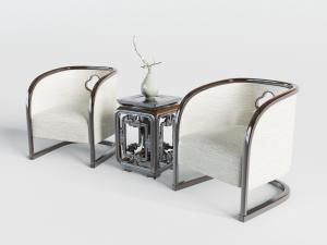 中式单人沙发椅角几3d模型 中式单人沙发椅角几