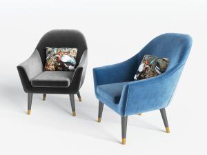 现代布艺蓝色休闲单人沙发3d模型 现代布艺蓝色休闲单人沙发