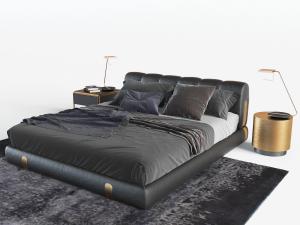 现代软包布艺双人床