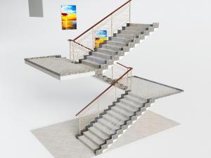 新中式大理石转角楼梯3d模型 新中式大理石转角楼梯