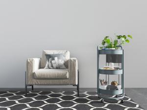 北欧布艺单人沙发、可移动托盘茶几3d模型 北欧布艺单人沙发、可移动托盘茶几