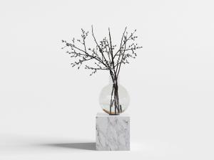 现代圆形玻璃花瓶花卉