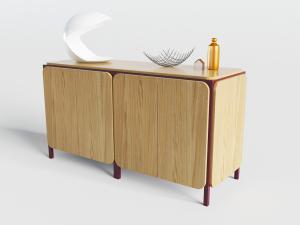 新中式原木纹理玄关柜边柜