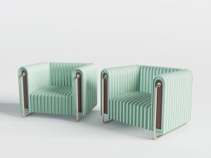 现代轻奢竖条纹的单人沙发3d模型 现代轻奢竖条纹的单人沙发