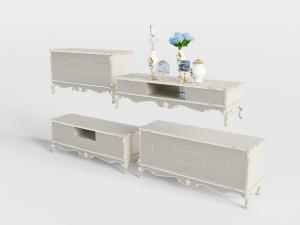 简欧高低款电视柜边柜