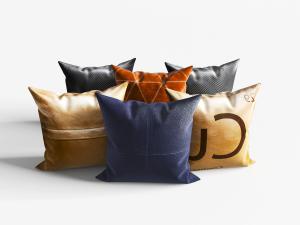 现代皮革材质的抱枕靠垫