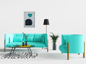 北欧沙发茶几组合、落地灯