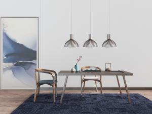 新中式茶桌椅、吊灯