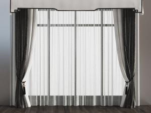 新中式窗帘3d模型 新中式窗帘