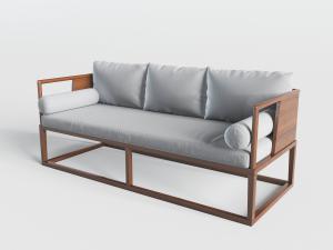 新中式实木三人沙发3d模型 新中式实木三人沙发