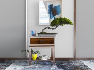 新中式端景台、盆景植物3d模型 新中式端景台、盆景植物