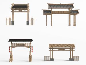 民宿农家乐仿古木质框架大门、门头