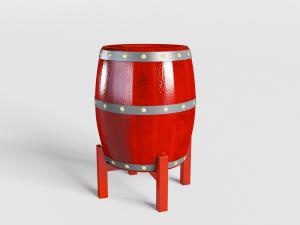 中式红色的木质酒桶3d模型 中式红色的木质酒桶