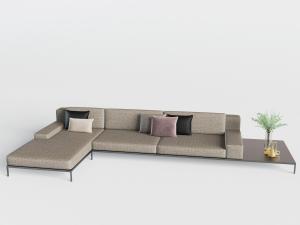 现代带边几的转角沙发3d模型 现代带边几的转角沙发