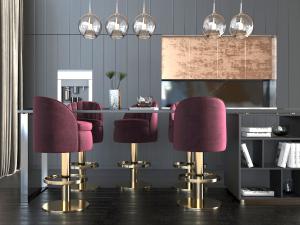 现代带收纳的吧台吧椅组合