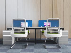 现代四人位办公桌椅组合