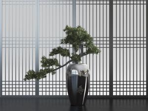 新中式花瓶、盆栽植物