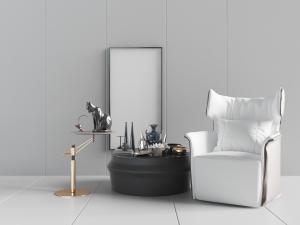 新中式轻奢单人沙发、可旋转边几、茶几3d模型 新中式轻奢单人沙发、可旋转边几、茶几