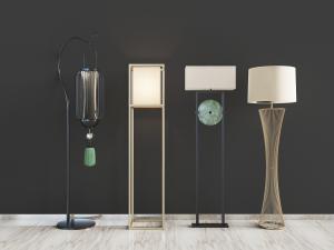 新中式吊坠形、金属框架形落地灯