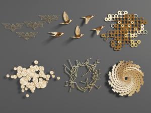 新中式飞鸟、自然造型墙面装饰挂件