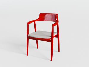 新中式红色实木扶手椅子