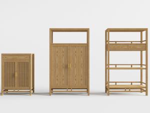 新中式原木实木鞋柜、鞋架