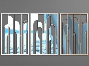 现代金属隔断3d模型 现代金属隔断
