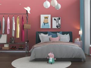 现代布艺双人床衣架