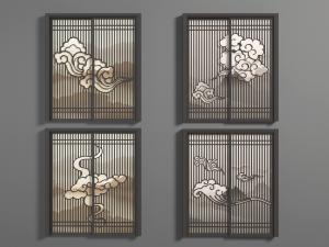 有云图案的新中式推拉门