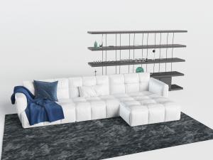 现代白色转角多人沙发3d模型 现代白色转角多人沙发
