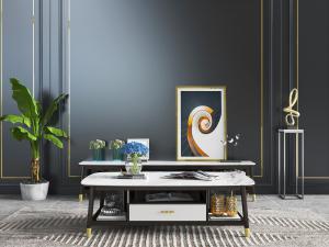 现代大理石台面的茶几电视柜