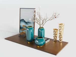 新中式花瓶花卉、饰品摆件组合