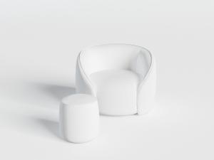 现代单人沙发、脚踏坐墩3d模型 现代单人沙发、脚踏坐墩