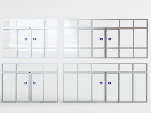 现代带箭头指示的玻璃推拉门