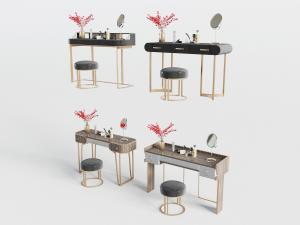 新中式带圆凳的梳妆化妆台