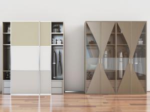 现代推拉门和玻璃柜门的衣柜