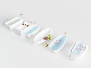 现代轻奢白色陶瓷椭圆形方形浴缸浴盆