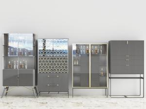 现代玻璃柜门的酒柜边柜3d模型 现代玻璃柜门的酒柜边柜