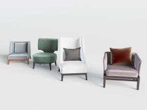 新中式布艺单人沙发3d模型 新中式布艺单人沙发