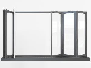 现代金属边框的玻璃折叠推拉门