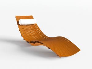 现代实木条形流线型躺椅