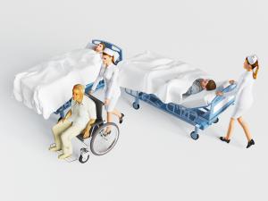 现代医院病床上的患者医生3d模型 现代医院病床上的患者医生